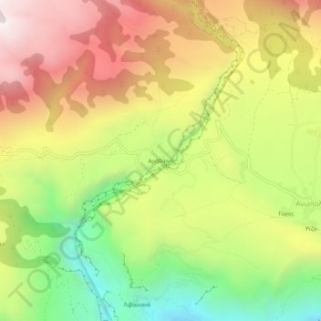 Aradena topographic map, elevation, terrain
