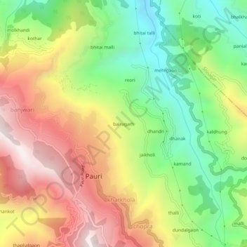 bairagarh topographic map, elevation, terrain