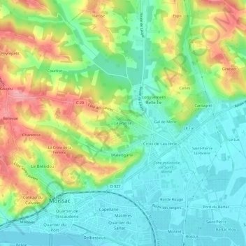 Le Fraisse topographic map, elevation, terrain