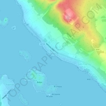 Turanj topographic map, elevation, terrain