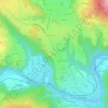 Orcier topographic map, elevation, terrain