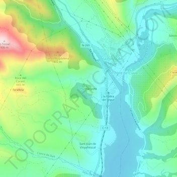 Puimanyons topographic map, elevation, terrain