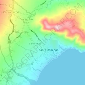 San Roque topographic map, elevation, terrain