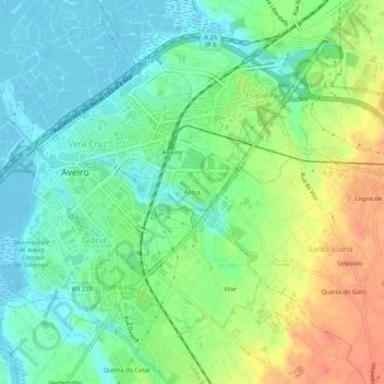 Forca topographic map, elevation, terrain