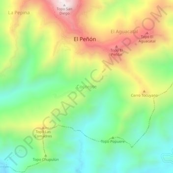 Cocorote topographic map, elevation, terrain