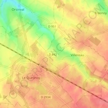 Ramponeau topographic map, elevation, terrain