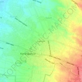 Kayangan topographic map, elevation, terrain