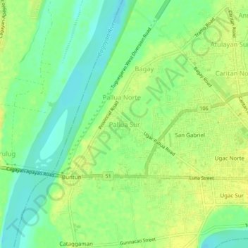 Pallua Sur topographic map, elevation, terrain