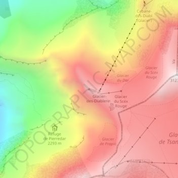 Scex Rouge topographic map, elevation, terrain