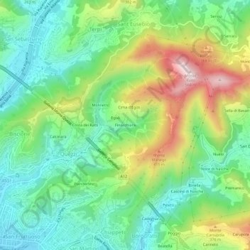Finocchiara topographic map, elevation, terrain
