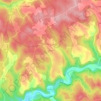Latuque topographic map, elevation, terrain