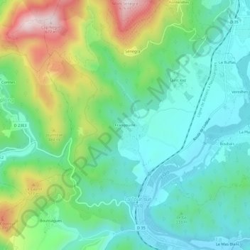 Frangouille topographic map, elevation, terrain