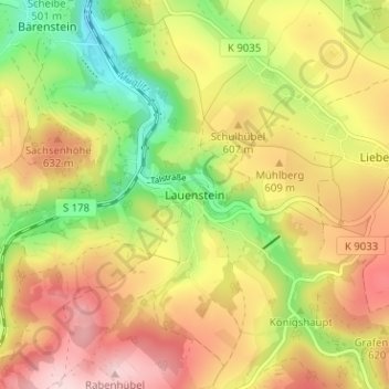 Lauenstein topographic map, elevation, terrain