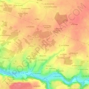 Les Sapins topographic map, elevation, terrain