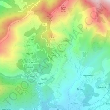 Carcopino topographic map, elevation, terrain