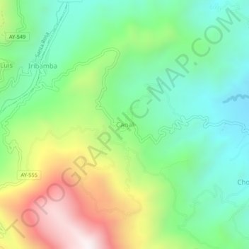 Canal topographic map, elevation, terrain