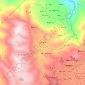 Sadjatan topographic map, elevation, terrain