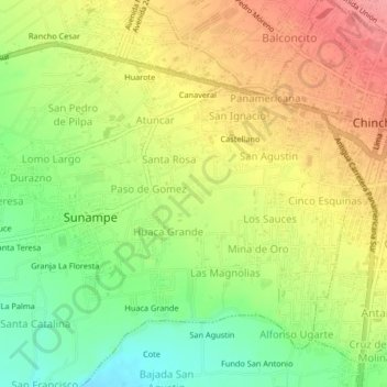 Guayabo topographic map, elevation, terrain