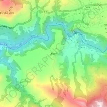 Chucás topographic map, elevation, terrain