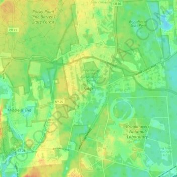 Ridge topographic map, elevation, terrain