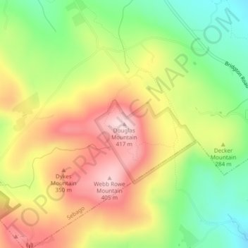 Douglas Mountain topographic map, elevation, terrain