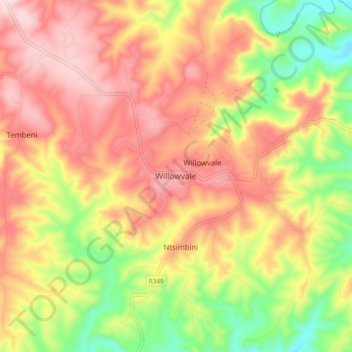 Willowvale topographic map, elevation, terrain