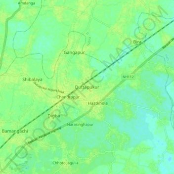 Duttapukur topographic map, elevation, terrain