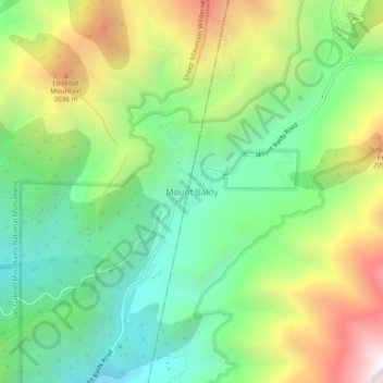 Mount Baldy topographic map, elevation, terrain