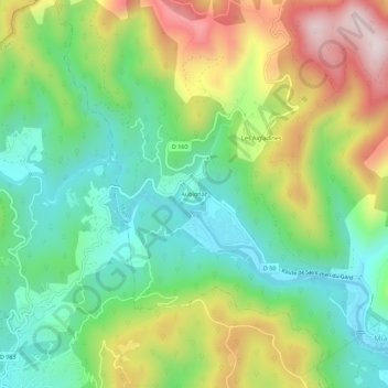 Aubignac topographic map, elevation, terrain