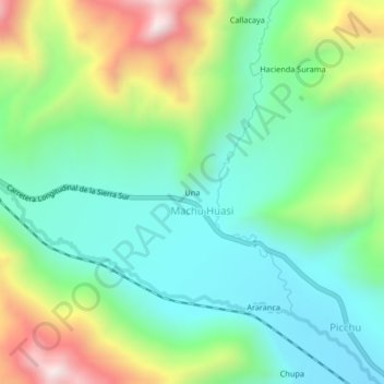 Una topographic map, elevation, terrain