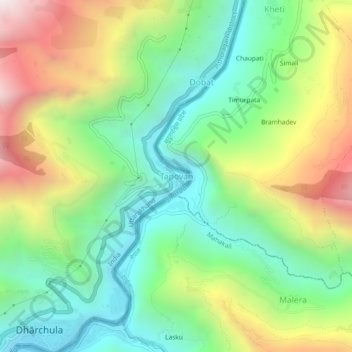 Tapovan topographic map, elevation, terrain