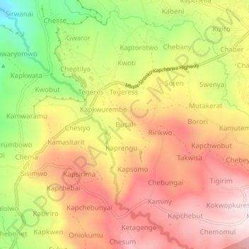 Busal topographic map, elevation, terrain