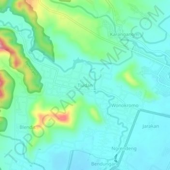 Tiudan topographic map, elevation, terrain