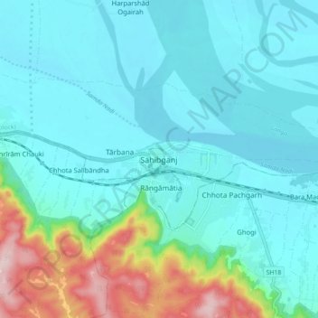 Sahibganj topographic map, elevation, terrain