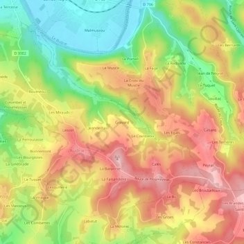 Gravard topographic map, elevation, terrain