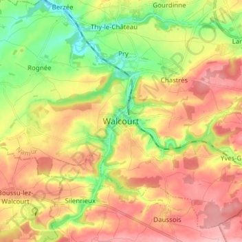 Walcourt topographic map, elevation, terrain