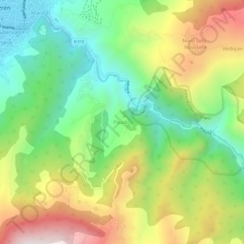 Pousko topographic map, elevation, terrain