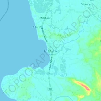 Santa Cruz topographic map, elevation, terrain