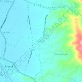 Bario-an topographic map, elevation, terrain