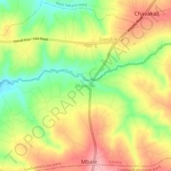Maragoli topographic map, elevation, terrain