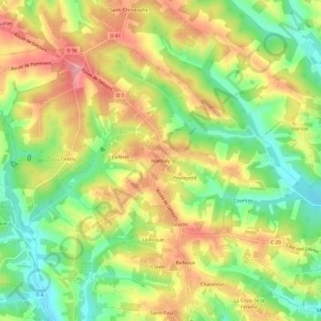 Mathaly topographic map, elevation, terrain