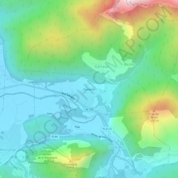 Cazaledo topographic map, elevation, terrain