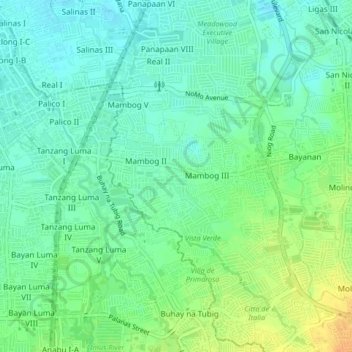 Mambog 3 topographic map, elevation, terrain
