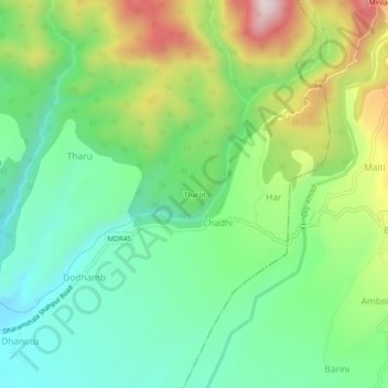 Tharot topographic map, elevation, terrain