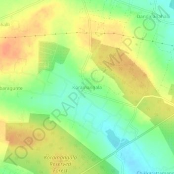 Koramangala topographic map, elevation, terrain