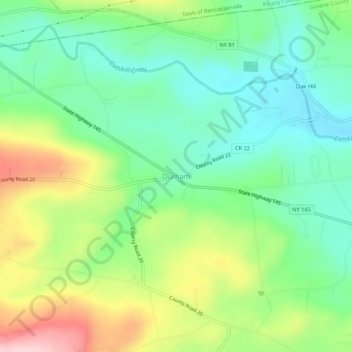 Durham topographic map, elevation, terrain