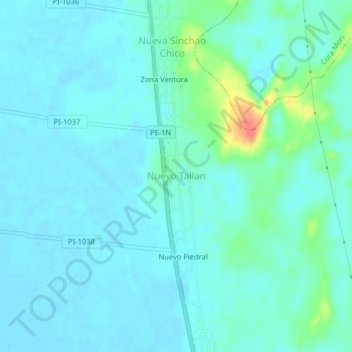 Nuevo Tallan topographic map, elevation, terrain