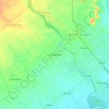 Croix Martyre topographic map, elevation, terrain