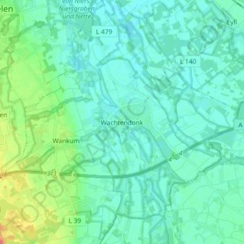 Wachtendonk topographic map, elevation, terrain