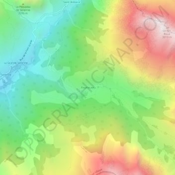 Fouillouse topographic map, elevation, terrain